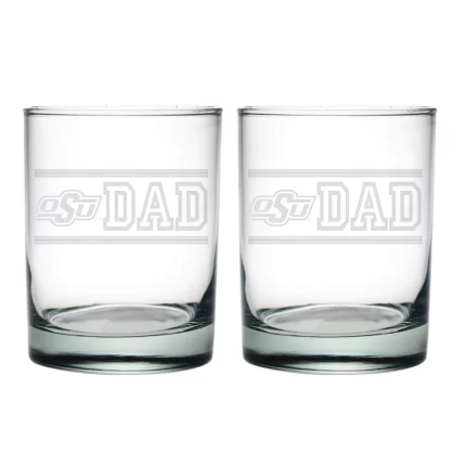 14oz Oklahoma State Etched Dad DOF 2 Pack