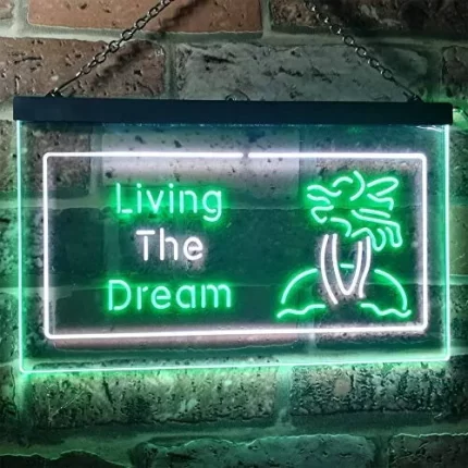 Paradise Island Living The Dream LED Light Sign