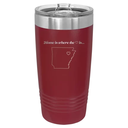 Personalized Arkansas Heart 20 oz Tumbler - Maroon