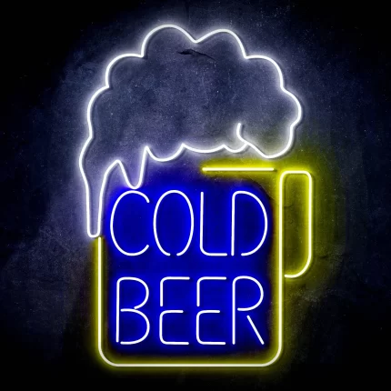 Cold Beer Mug Ultra-Bright LED Sign with Remote (Neon-Style, LED Technology)