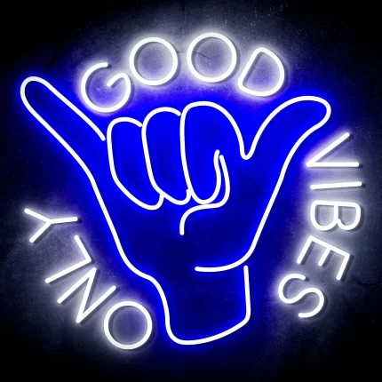 Good Vibes Only with Hand Ultra-Bright LED Sign with Remote (Neon-Style, LED Technology)