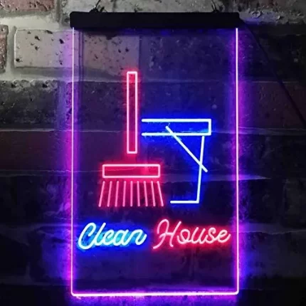 Clean House Helper Maid Service LED Light Sign