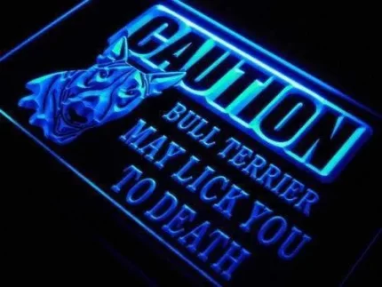 Caution Bull Terrier LED Light Sign