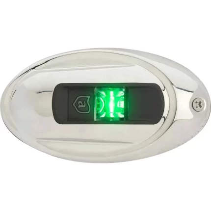 LightArmor Vertical Surface Mount Navigation Light - Oval - Starboard (green) - Stainless Steel - 2NM