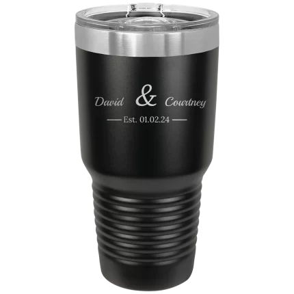 Personalized 2 Lines Name Anniversary 30 oz Tumbler - Black