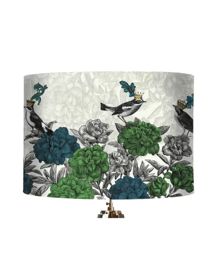 Blooming Birds, Blue and Green, Lamp shade, Drum, Pendant Lighting