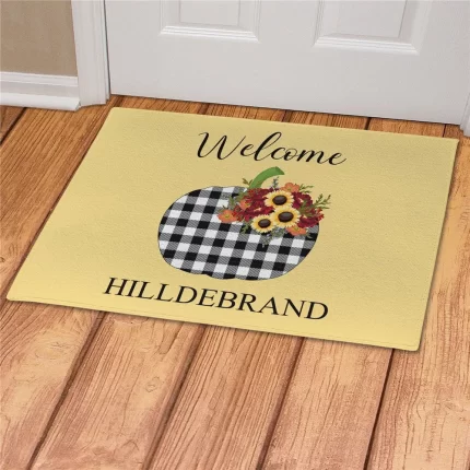 Buffalo Pumpkin Personalized Doormat - Custom Fall Entry Mat
