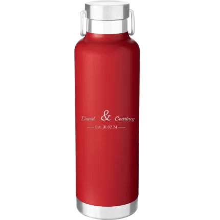 Personalized 2 Lines Name Anniversary 24 oz Water Bottle - Red