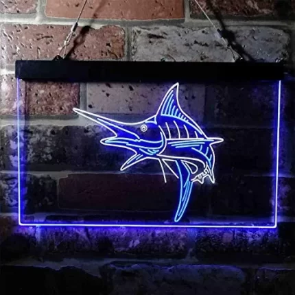 Deep Sea Fishing Blue Marlin Fish LED Light Sign