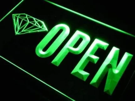 Diamonds Jewelry Shop Open LED Light Sign