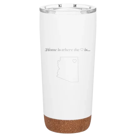 Personalized Arizona Heart 20 oz Tumbler - White