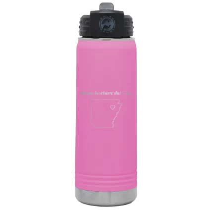 Personalized Arkansas Heart 20 oz Water Bottle - Light Purple