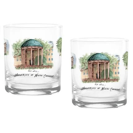 14oz North Carolina Tar Heels Laura Wilcox University Collection 2-Pack Glass Set
