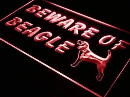 Beware of Beagle LED Light Sign
