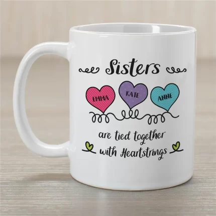 Heartstrings Sisters Mug - Personalized Sister Love Mug