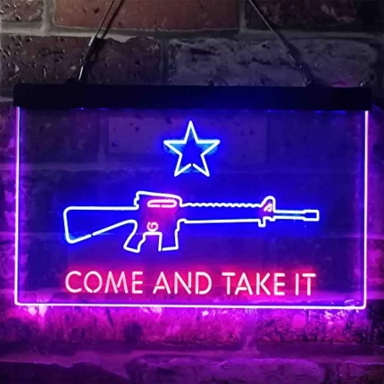 Come and Take It Gun Star Military Army LED Light Sign