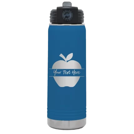 Personalized Apple 20 oz Water Bottle - Royal Blue