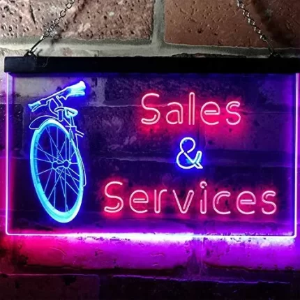 Bicycle Bike Sales Repairs Services LED Light Sign