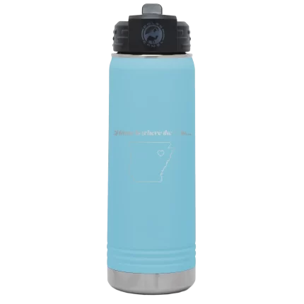 Personalized Arkansas Heart 20 oz Water Bottle - Light Blue