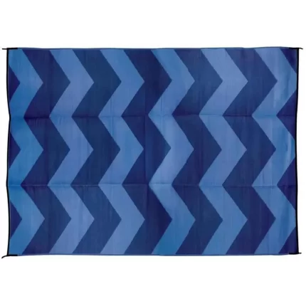 Blue Chevron Design 9' x 12' Reversible Outdoor Mat