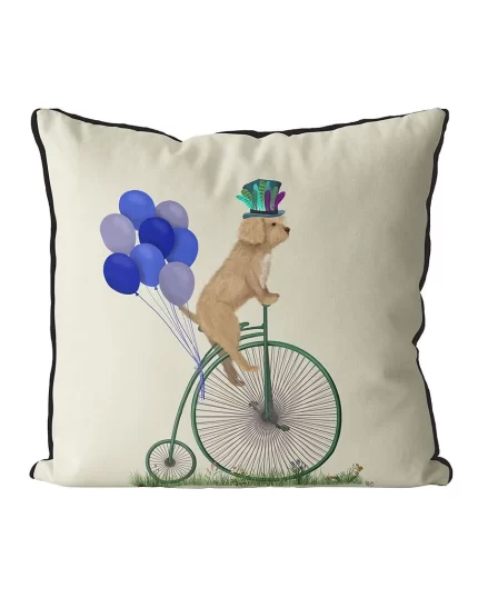 Cockapoo, Cockerpoo Black on Penny Farthing, Cushion / Throw Pillow
