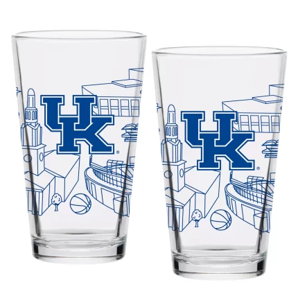 Set of 2 Kentucky Wildcats Campus Line Art 16oz Pints