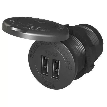 1045 12/24V Dual USB Charger - 1-1/8" Socket Mount