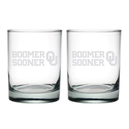 14oz Oklahoma Sooners Etched Slogan DOF 2 Pack