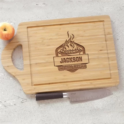 Engraved Grill Master Cutting Board - Personalized BBQ Gift for Him