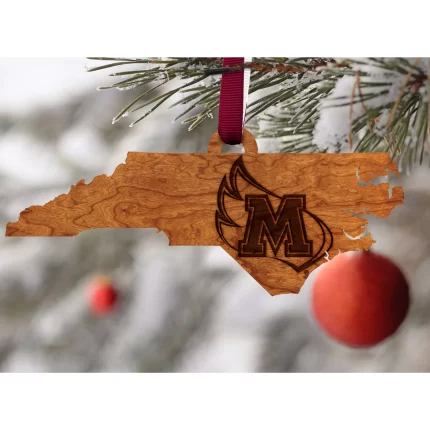 Meredith College - Ornament - State Shape with Meredith Wing Logo
