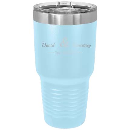 Personalized 2 Lines Name Anniversary 30 oz Tumbler - Light Blue