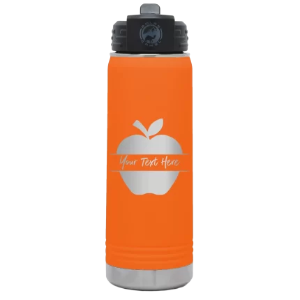 Personalized Apple 20 oz Water Bottle - Orange