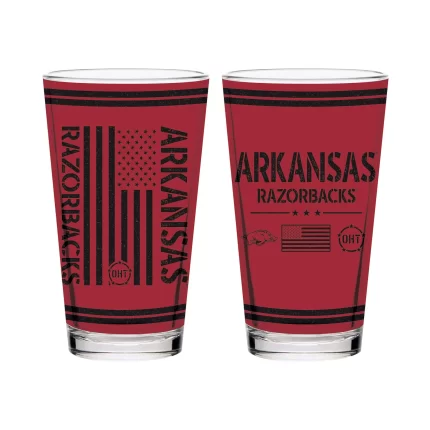 Set of 2 Arkansas Razorbacks 16oz OHT Flag Pints