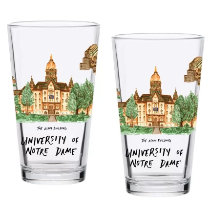 16oz Notre Dame Fighting Irish 2-Pack Pint Set by Laura Wilcox
