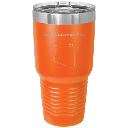 Personalized Arizona Heart 30 oz Tumbler - Orange
