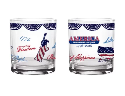 Set of 2 America Collage 14oz Rocks Glasses