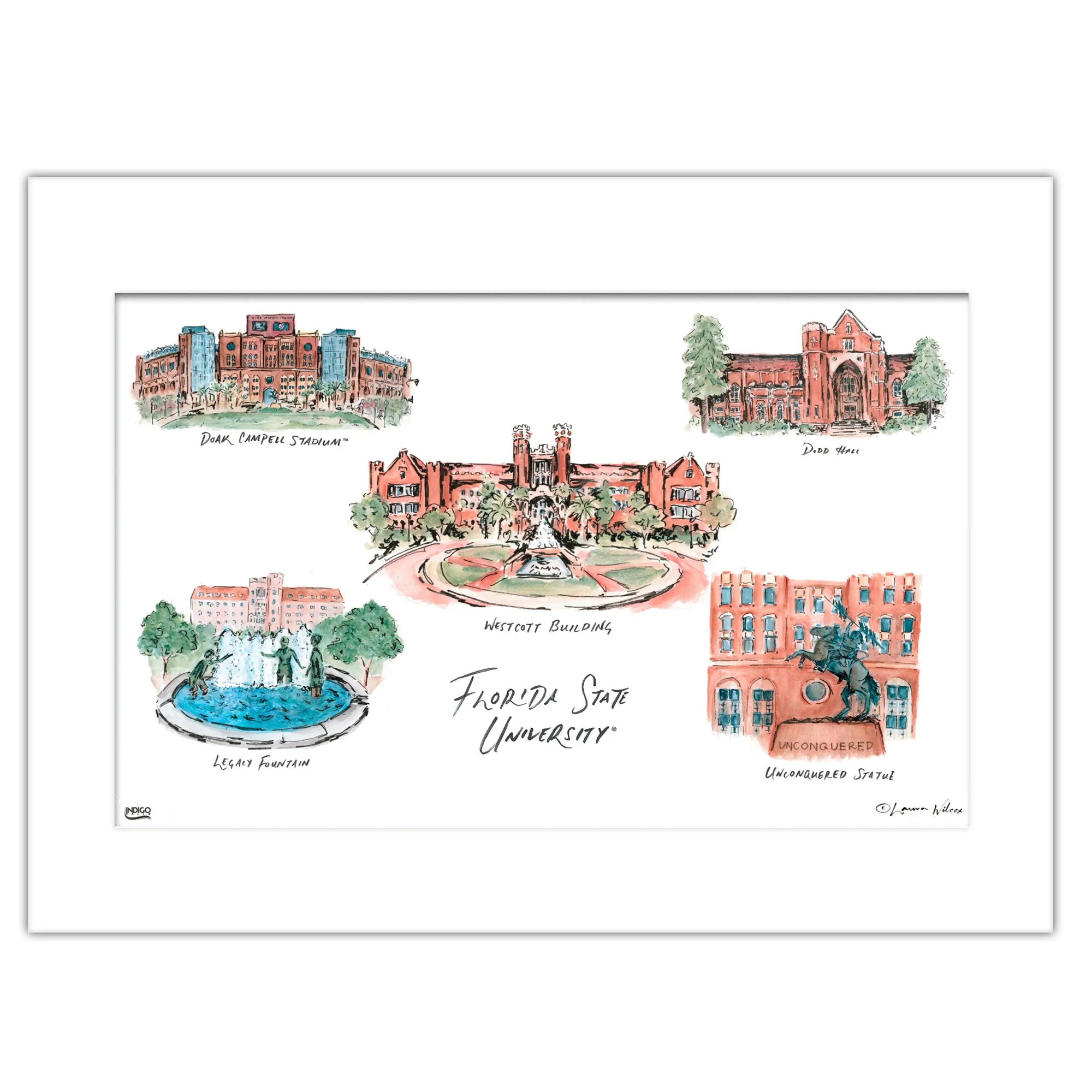 5nFlorida-State-Collage-Matted-Watercolor-Wall-Art-11-x-14-by-Laura-Wilcox