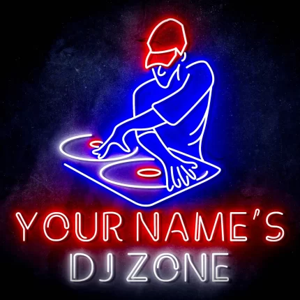 Custom Ultra-Bright DJ Zone Music Studio LED Sign with Remote (Neon-Style, LED Technology)