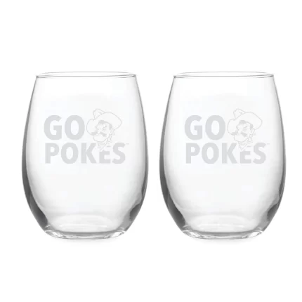 21oz Oklahoma State Cowboys Etched Slogan Stemless 2 Pack