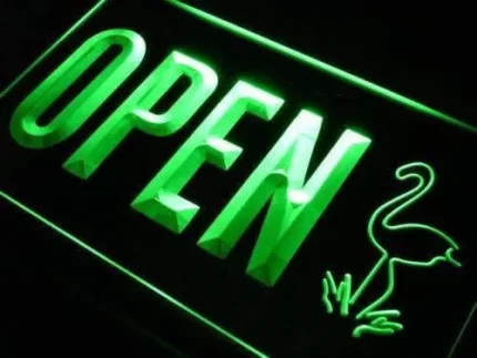 Open Flamingo Display LED Light Sign
