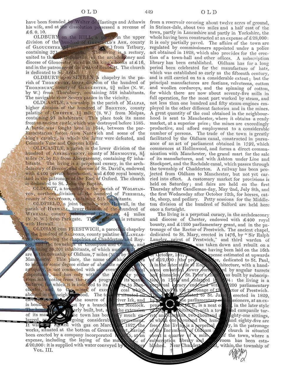 5pPoodle-on-Bicycle-Cream-Book-Print-Dog-Art-Print-Wall-Art