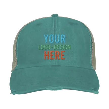 Embroidered Adam's Ollie Distressed Trucker Hat - Forest