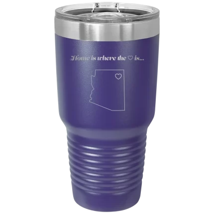 Personalized Arizona Heart 30 oz Tumbler - Purple