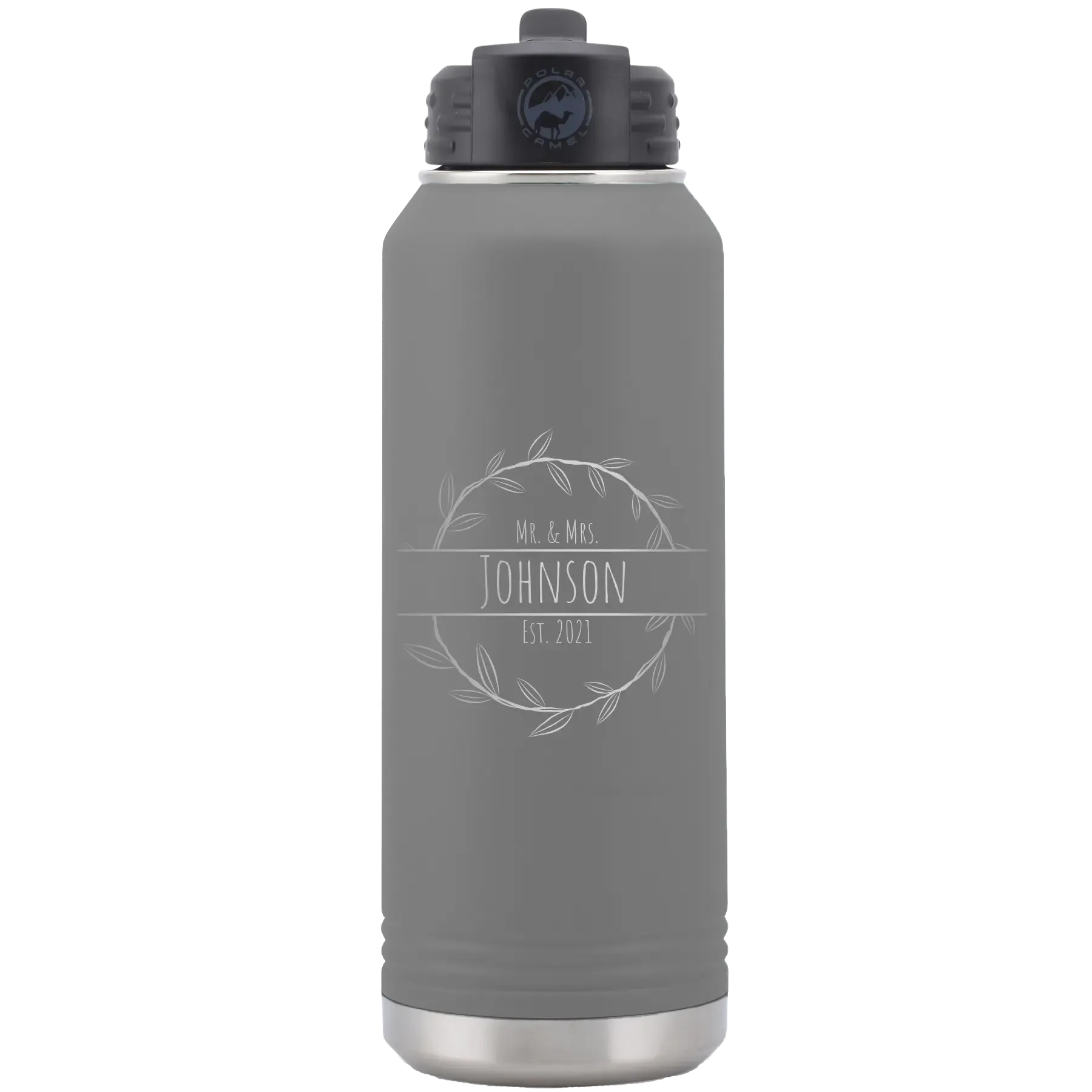 5qPersonalized-Last-Name-and-Est-32-oz-Water-Bottle-Dark-Gray