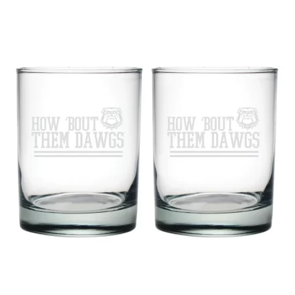 14oz Georgia Bulldogs Etched Slogan DOF 2 Pack