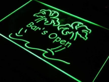 Bar is Open Palm Trees LED Light Sign