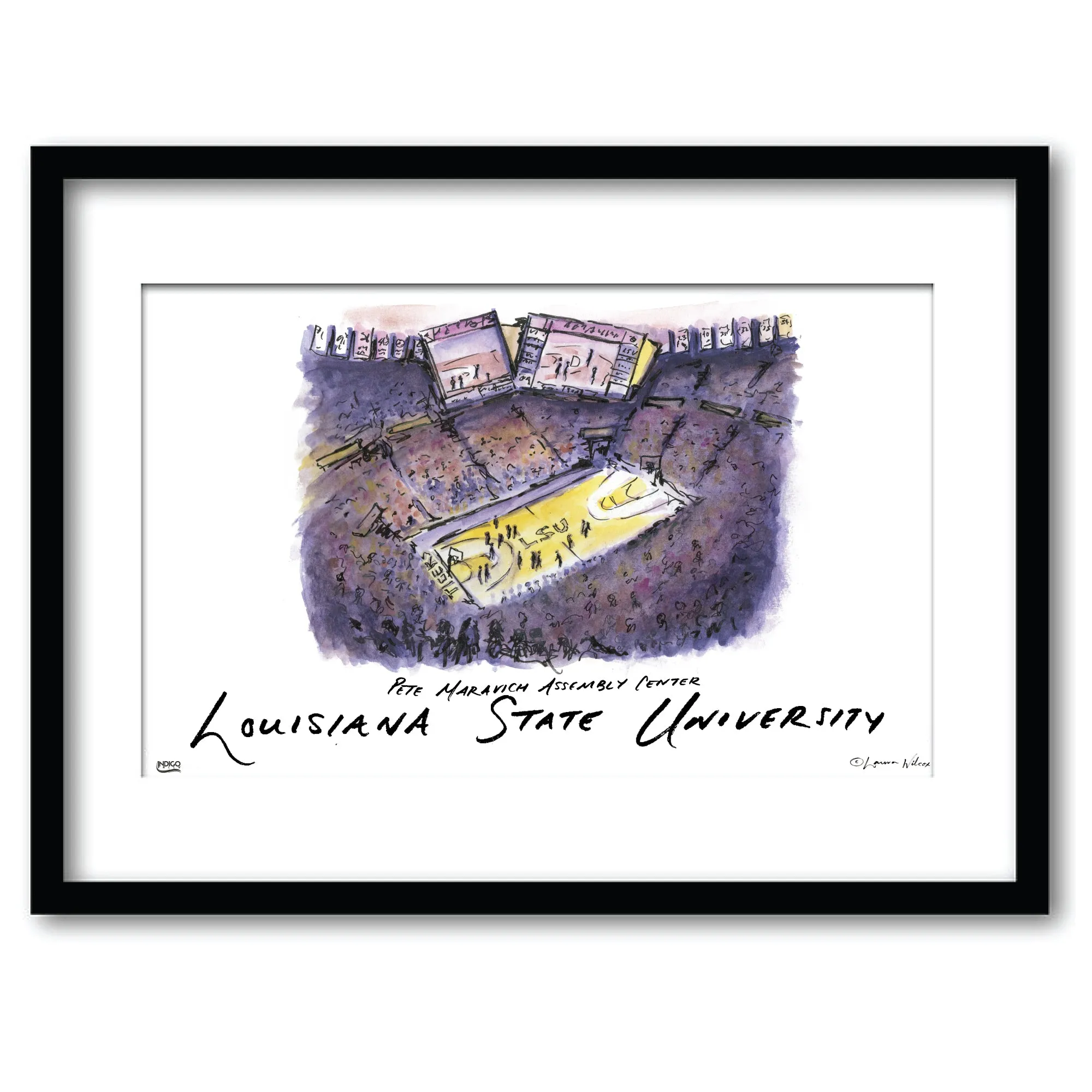 5tLSU-Pete-Maravich-Assembly-Center-Framed-Watercolor-Wall-Art-11-x-14-by-Laura-Wilcox