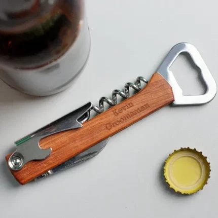 Any Message Engraved Wooden Bottle and Wine Opener