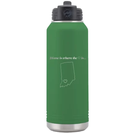 Personalized Indiana Heart 32 oz Water Bottle - Green