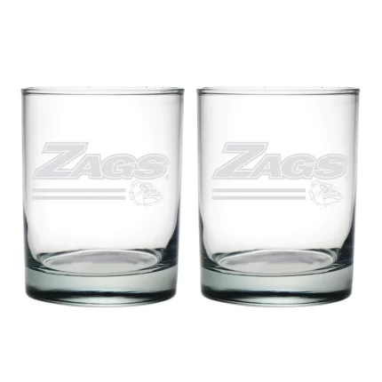 14oz Gonzaga Bulldogs Etched Slogan DOF 2 Pack